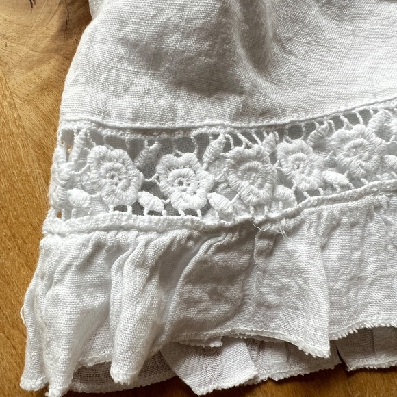 SCANDAL ITALY TOP NWT S BREATHABLE LINEN BABYDOLL CROCHET LACE COASTAL CHIC - Picture 12 of 13